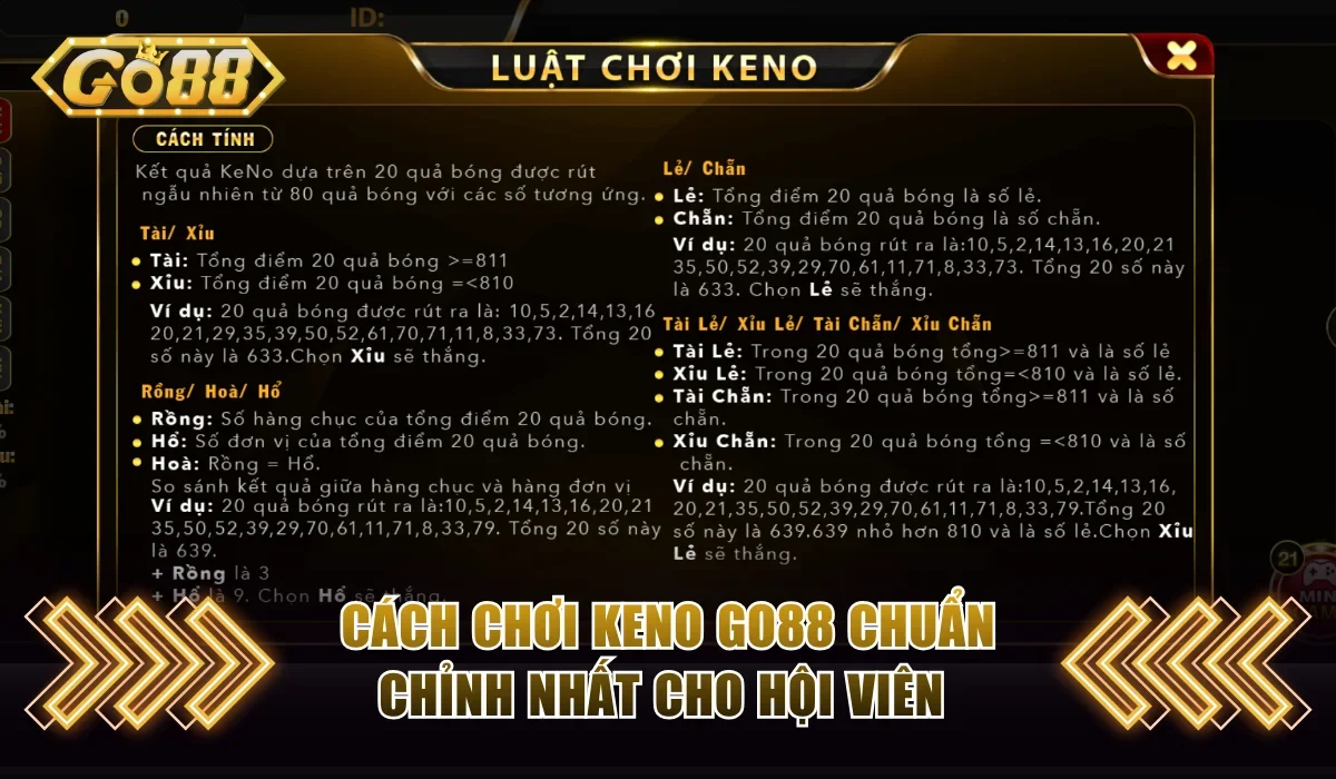Keno Go88 Cùng Bộ Quy Luật Và Mẹo Chơi Hiệu Quả Cho Bạn 3 Bộ luật chơi xổ số Keno chi tiết cho người mới
